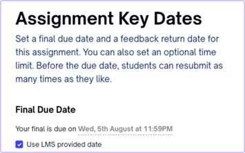 Assignmen Key Dates