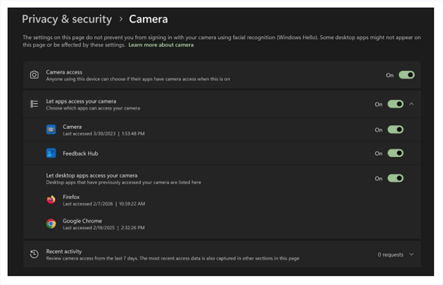 Cam permission on Windows 1