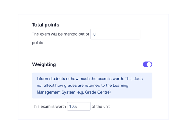 Total Points and Weighting