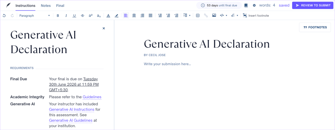 Generative AI Declaration