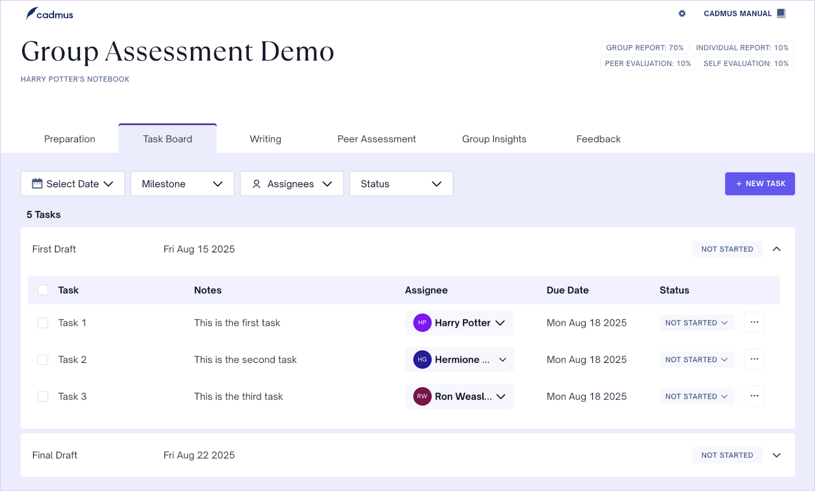 Navigating Cadmus Group Assessments